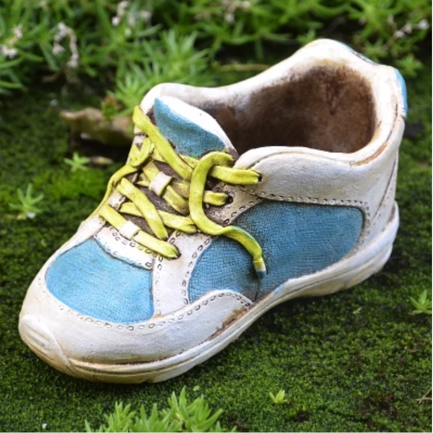 Hot style distressed large-toe shoe succulent flower pot (sky blue)