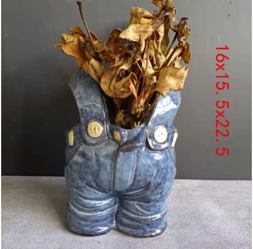 Popular creative jeans-shaped flower pot (sky blue - color is subject to the picture)