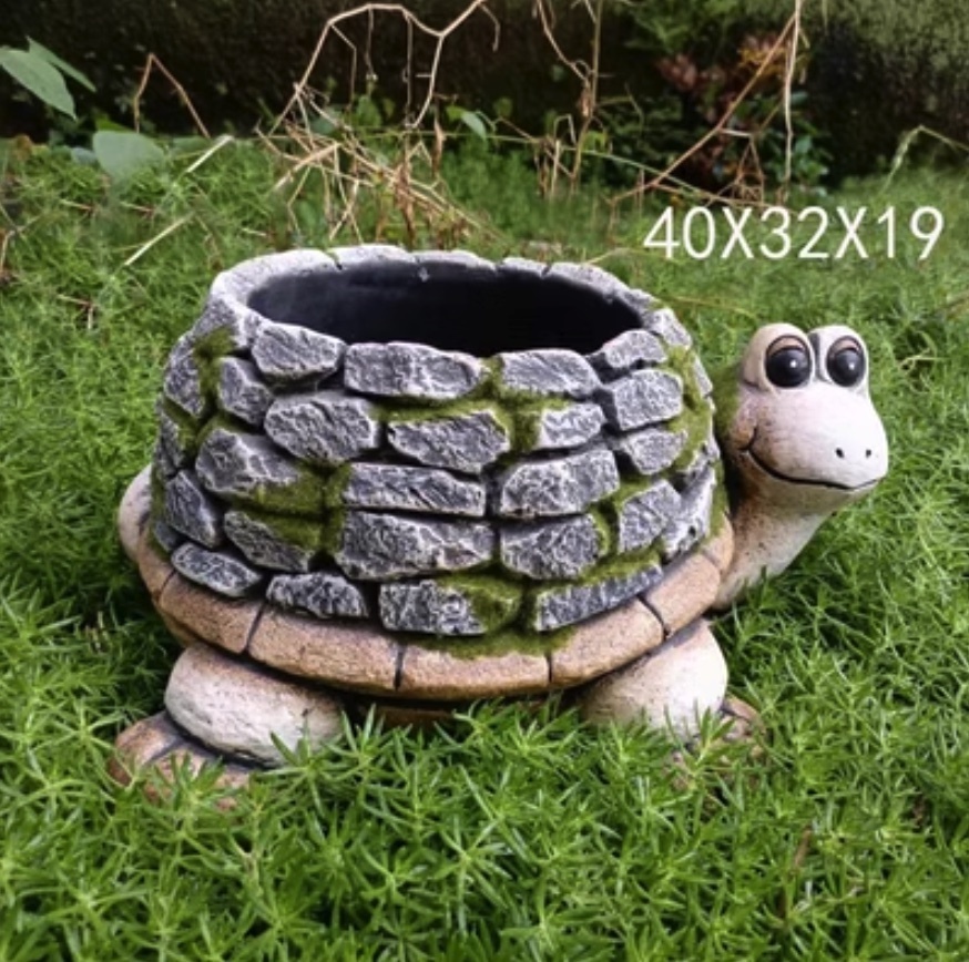 Popular animal cement succulent potted plant (maroon-turtle)