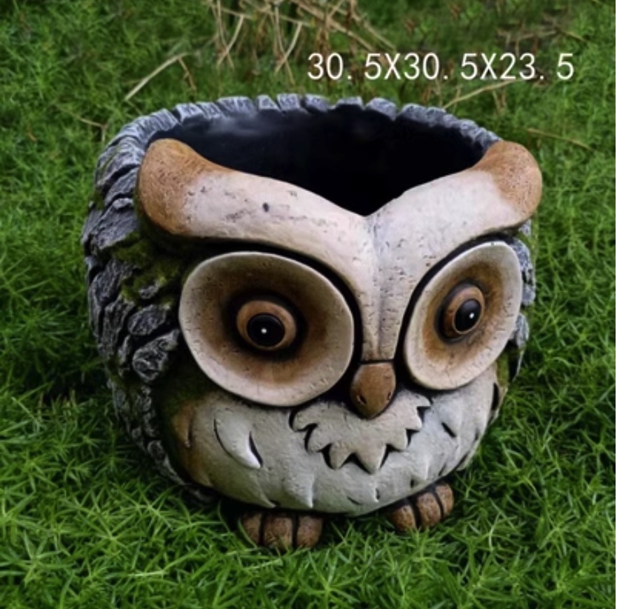 Popular animal cement succulent potted plant (brown - owl)