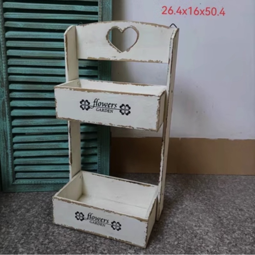Hot style distressed white solid wood door hanging pot flower pot (off-white - color picture shows main model 3)