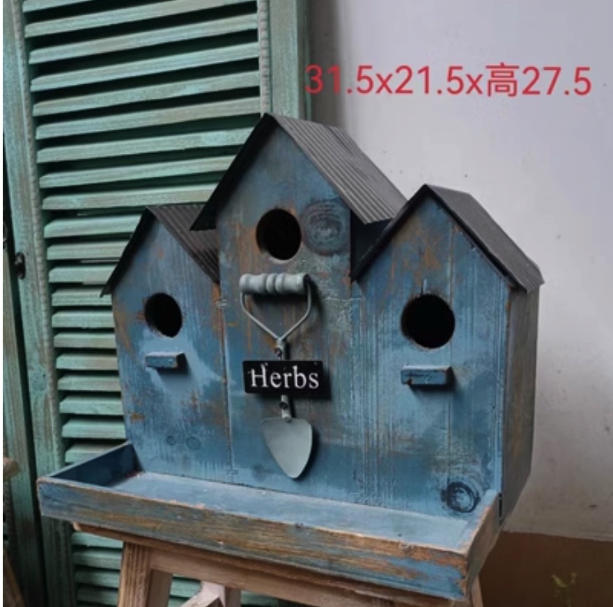 Hot style distressed white solid wood door hanging pot flower pot (dark blue - color picture is the main model 14)