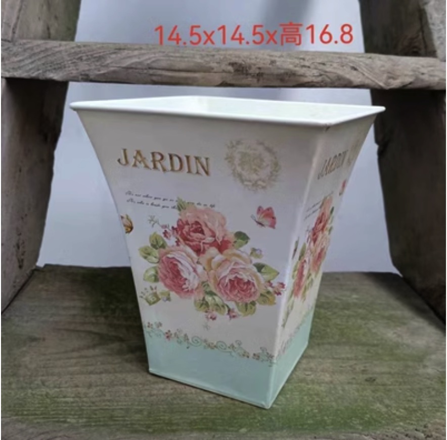 Popular nostalgic floral plant flower pots (grey - color subject to the picture)