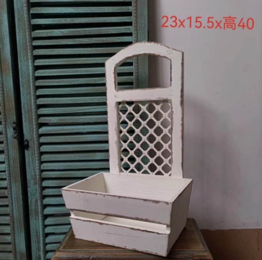 Hot style distressed white solid wood door hanging pot flower pot (earth gray - color picture shows the main model 17 large)