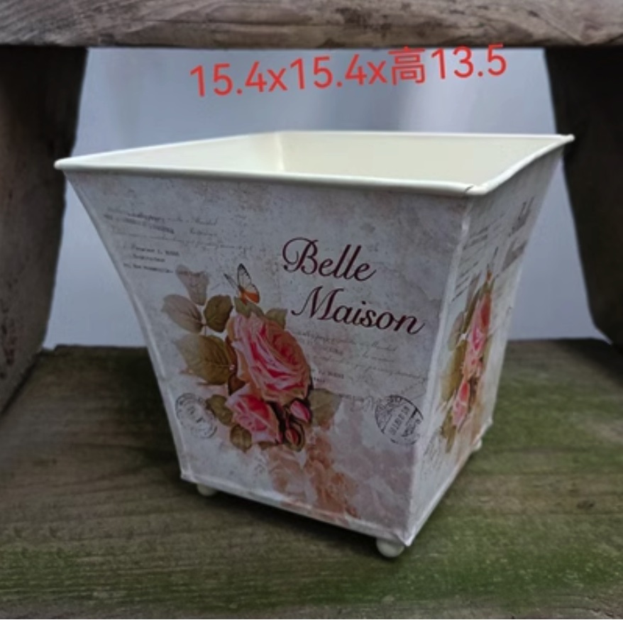 Popular nostalgic floral plant flower pots (orange - color subject to picture)