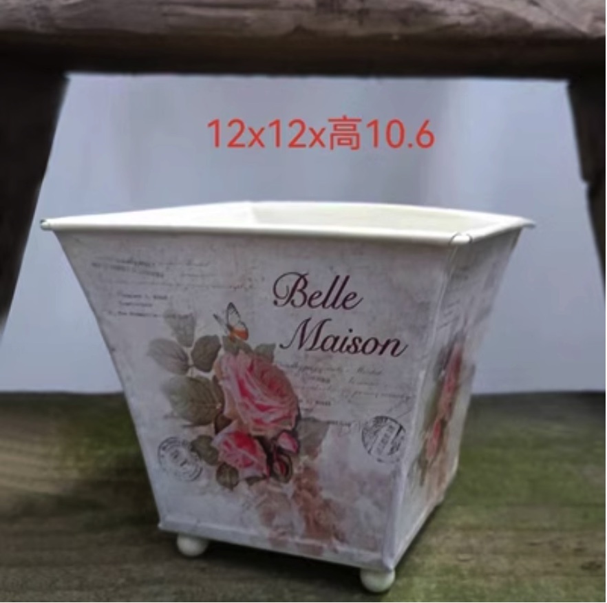 Popular nostalgic floral plant flower pots (apricot color - color subject to picture)
