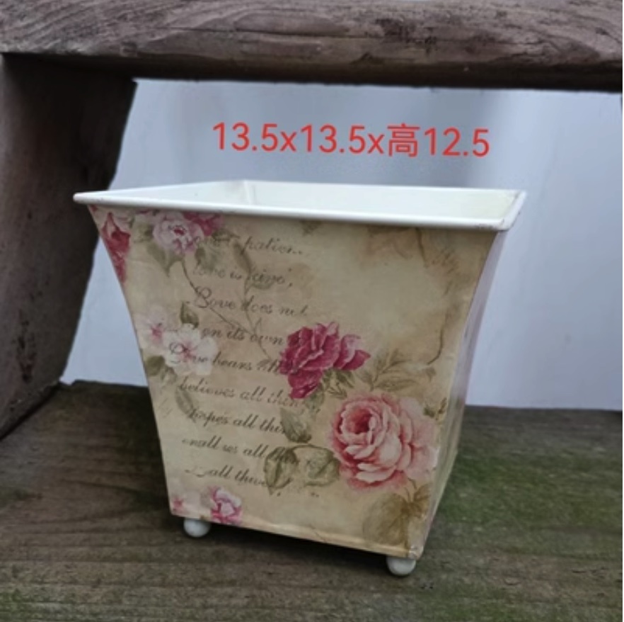 Hot style nostalgic floral plant flower pot creative flower pot (burgundy - color subject to the picture)