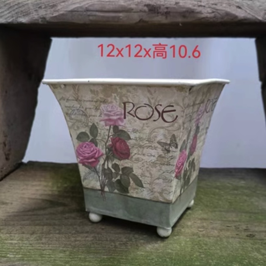 Popular nostalgic floral plant flower pots (light yellow - color subject to picture)