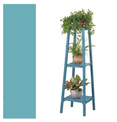 新款簡約多層花架子（三層 復古藍色 長32CM，寬32CM，高100CM）
