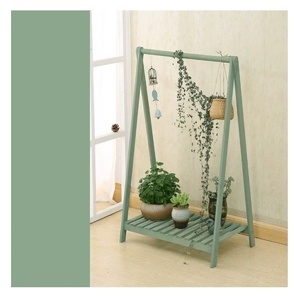 新款多功能花架置物架（鞦韆架復古綠 長73CM，寬42CM，高122CM)