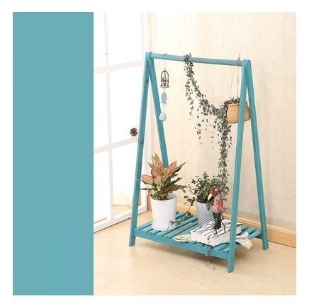 新款復古組合花架子（復古藍鞦韆花架 長73CM，寬42CM，高122CM）