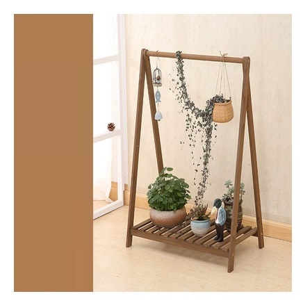 新款多功能花架置物架（鞦韆架咖啡色 長73CM，寬42CM，高122CM)