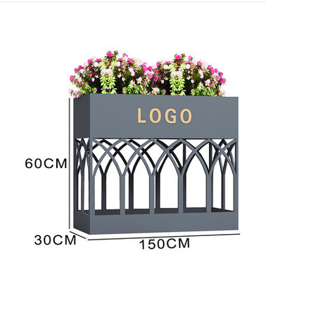 New iron flower box flower trough (grey, 150*30*60cm)