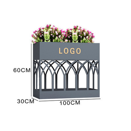 New iron flower box flower trough (grey, 100*30*60cm)