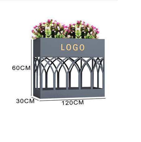 New iron flower box flower trough (grey, 120*30*60cm)