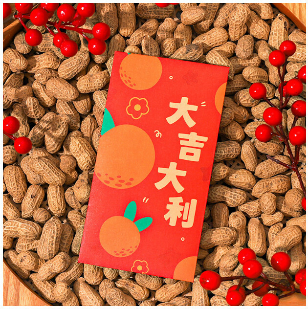 爆款【6個裝】春節拜年紅包封 利是封（星星大吉大利 尺寸：17X9cm）