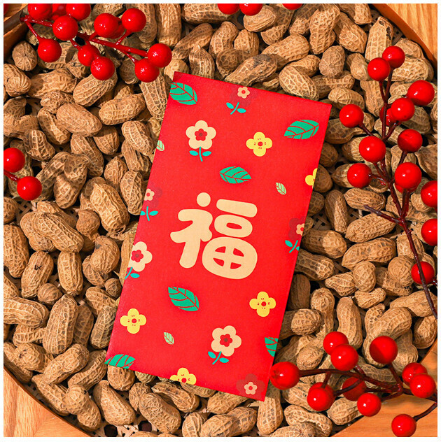 爆款【6個裝】春節拜年紅包封 利是封（花福 尺寸：17X9cm）