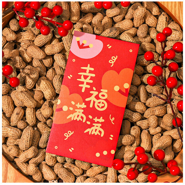 爆款【6個裝】春節拜年紅包封 利是封（幸福滿滿 尺寸：17X9cm）