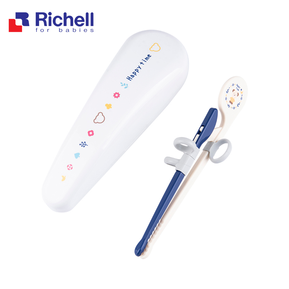 【Richell 利其爾】兒童學習筷第一階段 - 藍色 (適用於2.5歲以上) (右手用)