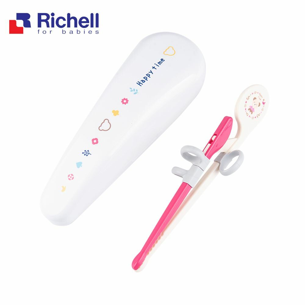 【Richell 利其爾】兒童學習筷第一階段 - 粉色 (適用於2.5歲以上) (右手用)