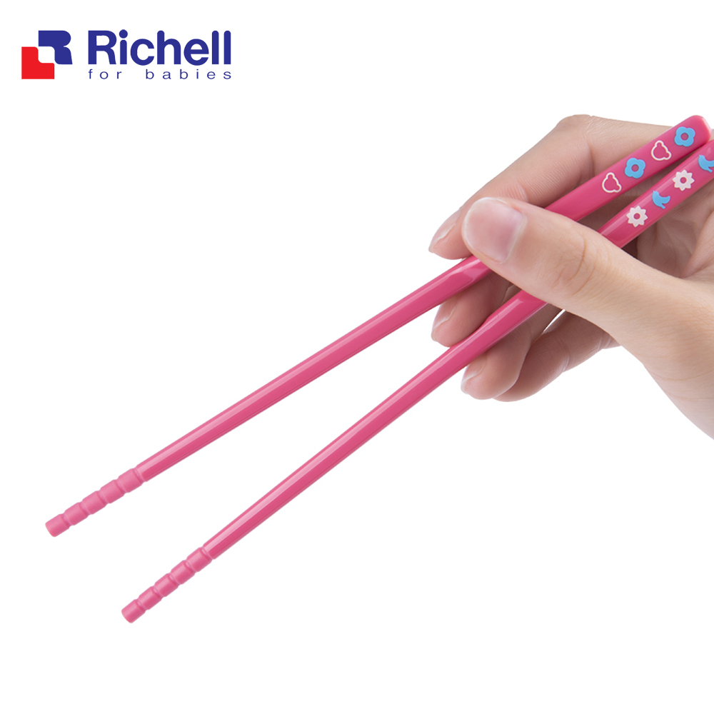 【Richell 利其爾】兒童學習訓練筷第二階段 - 粉色 (適用4歲以上) (右手用)