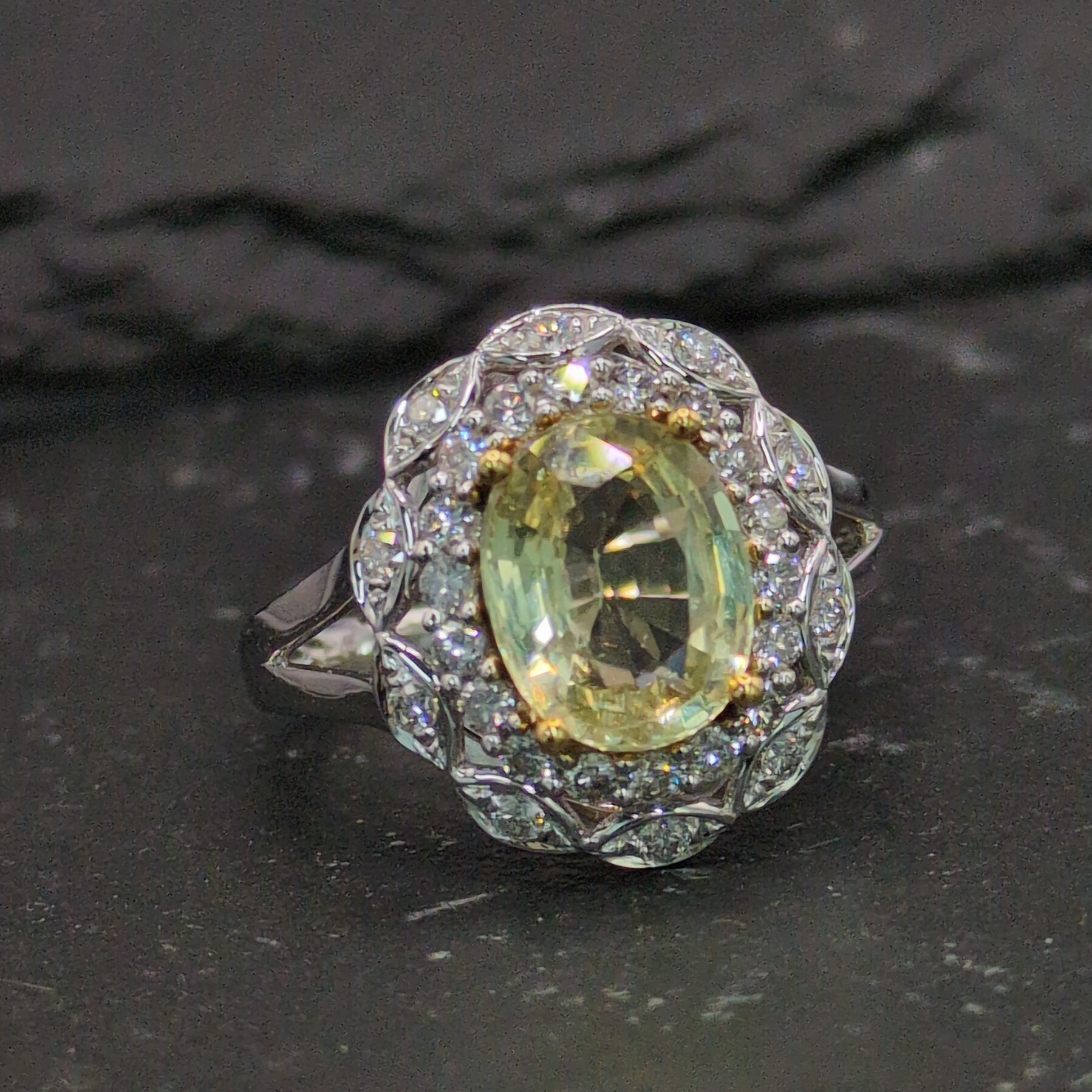 18K White Gold 2.39 Sapphire and Diamond Ring