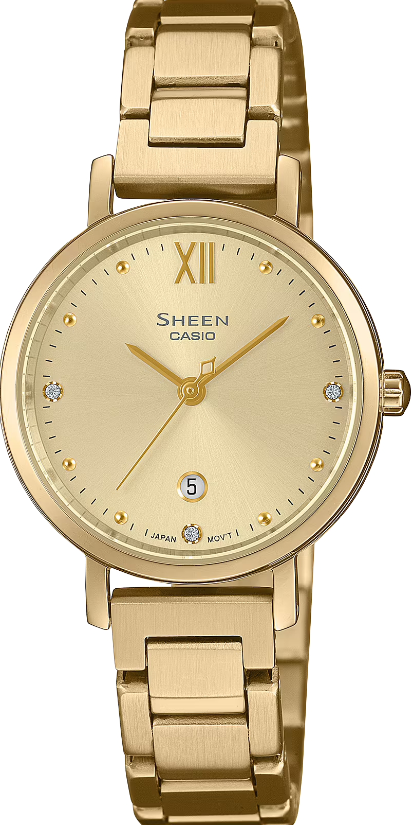 萬年鐘錶 - CASIO  Sheen 系列  經典簡約奢華全金款藍寶石鏡面女錶 SHE-4540G-9A 錶徑28MM