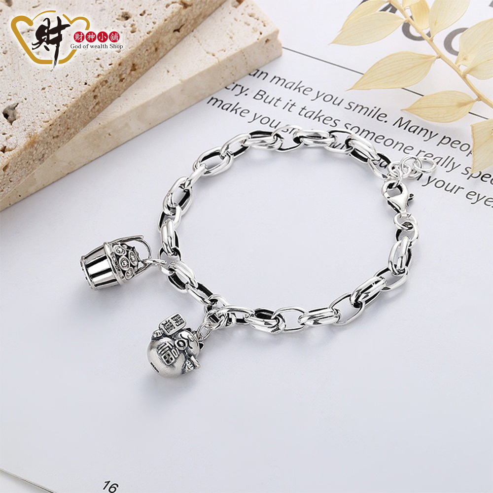 【財神小舖】財富滿盆-招財貓手鍊(925純銀)(含開光)