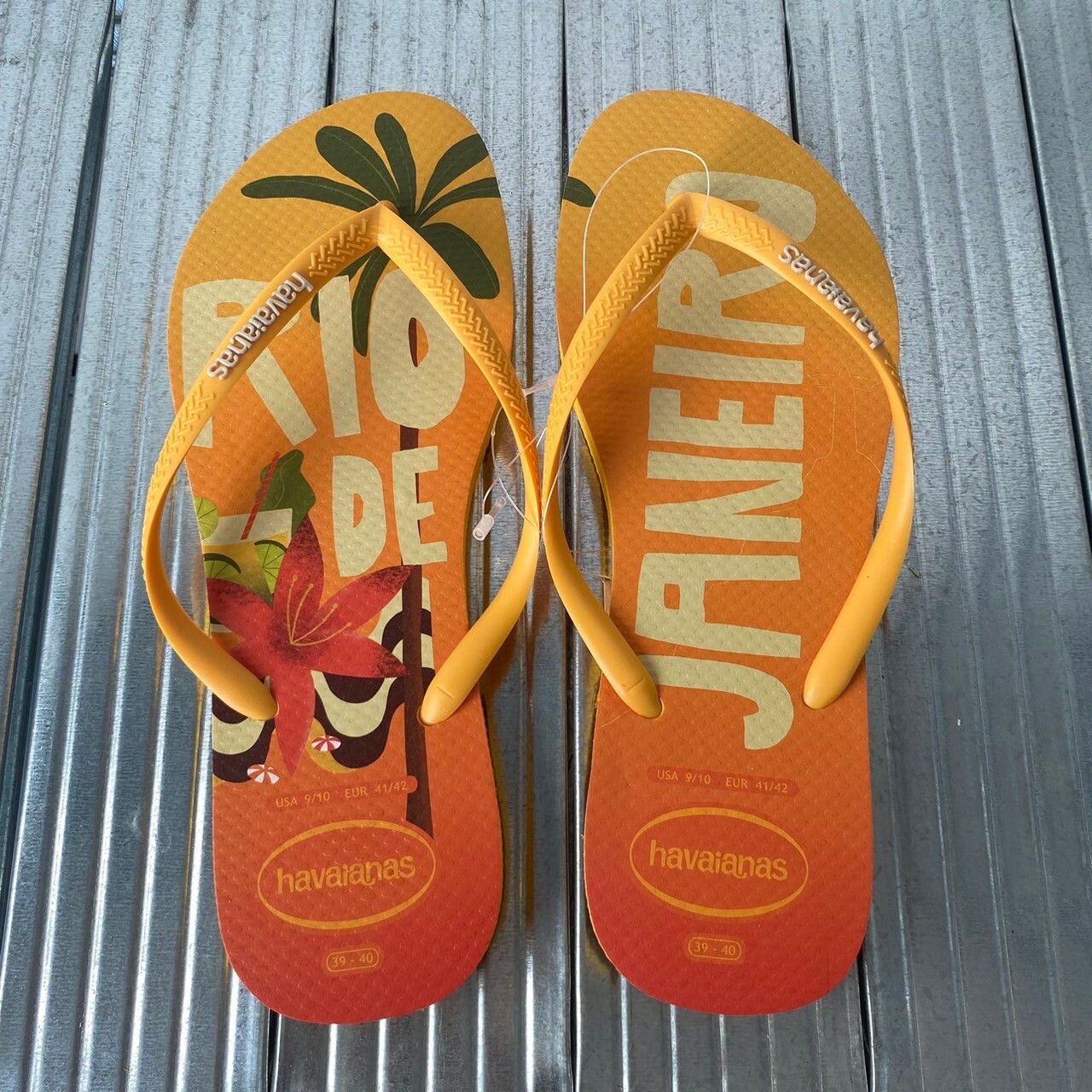 Havaianas 哈瓦仕 拖鞋 夾腳拖 黃色 椰子樹 4148968-1740W