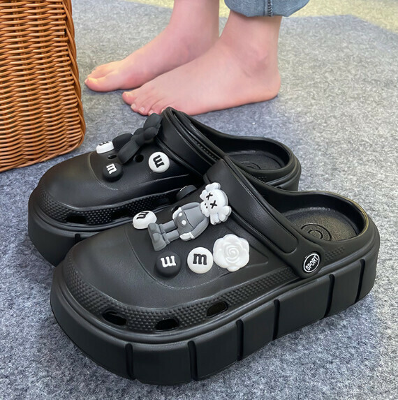 Popular thick-soled beach shoes [36-41 sizes] [5016 black [Sesame Street]] (contact customer service after placing the order to confirm the delivery size)