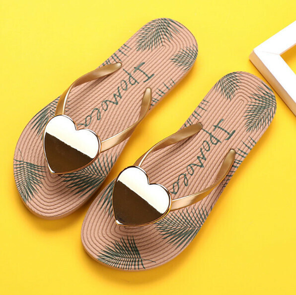 Popular love flip-flops [35-40 sizes] [Apricot color] (contact customer service after placing the order to confirm the delivery size)