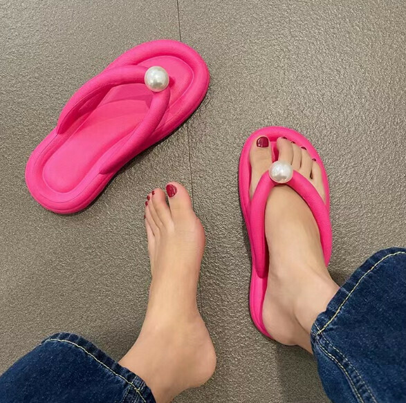 Popular candy-colored flip-flops [size 36-41] [rose red] (contact customer service after placing the order to confirm the delivery size)