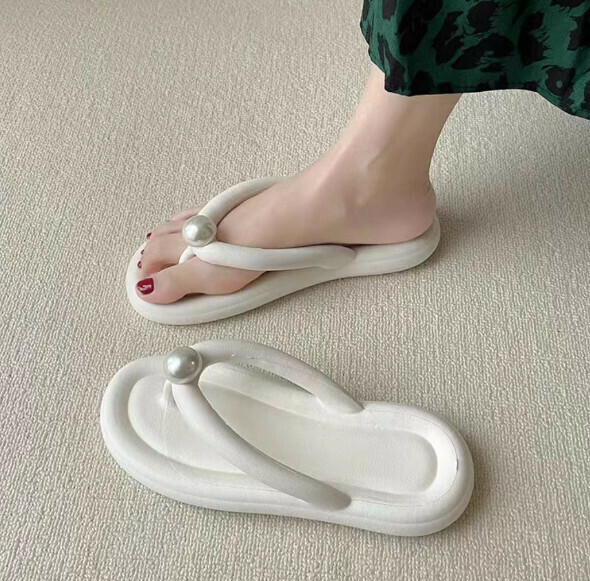 Popular casual flip-flops [35-40 sizes] [8013 white pearl] (contact customer service after placing the order to confirm the delivery size)