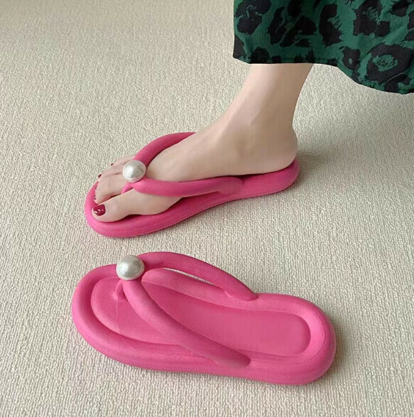 Popular casual flip-flops [35-40 sizes] [8013 rose red pearl] (contact customer service after placing the order to confirm the delivery size)