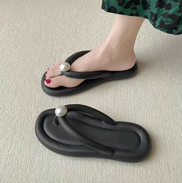 Popular casual flip-flops [35-40 sizes] [8013 black pearl] (contact customer service after placing the order to confirm the delivery size)
