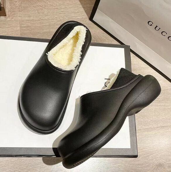 爆款踩屎感棉拖鞋【34-45碼】【黑色-光板】(下單後聯絡客服確認發貨尺碼) 