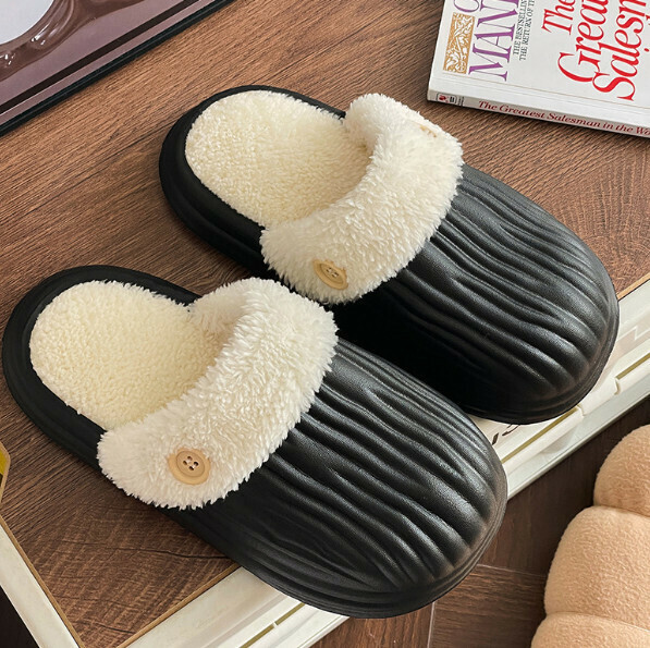 爆款厚底棉拖鞋【36-45碼】【黑色】(下單後聯絡客服確認發貨尺碼) 