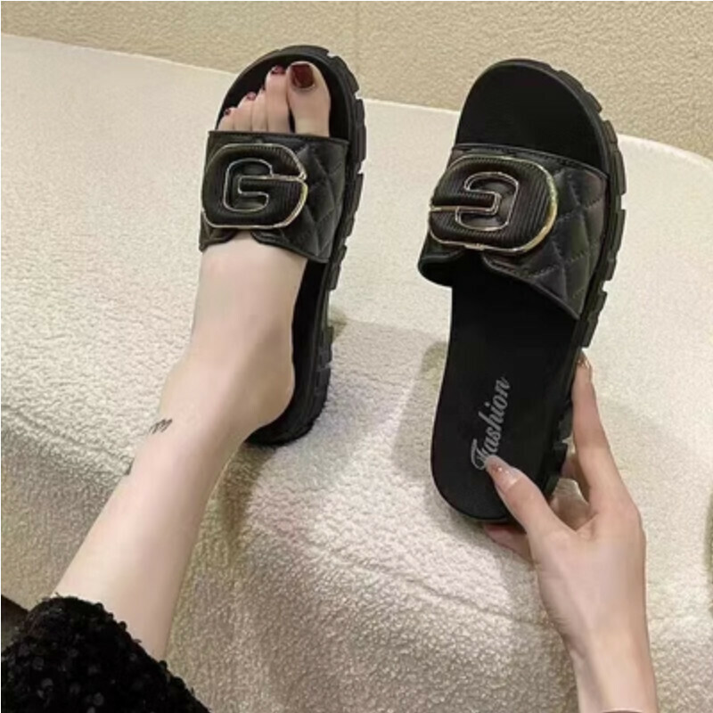 Hotly recommended outdoor non-slip beach slippers [G buckle one black size 36-41] [Contact customer service after placing order to confirm delivery size]