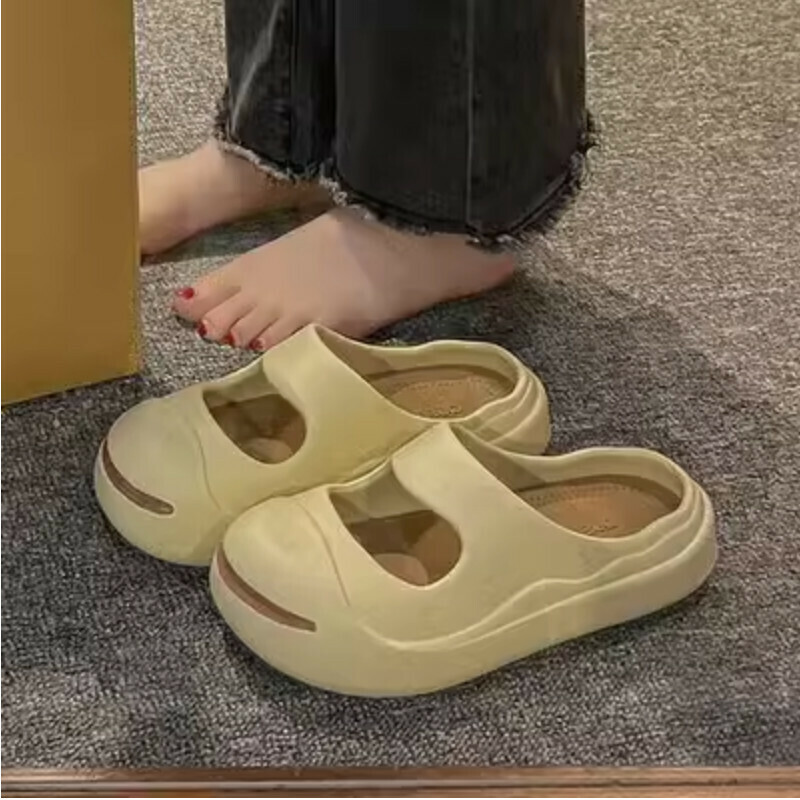 熱推室內開口笑包頭拖鞋【卡其  36-41碼】【下單后聯絡客服確認發貨尺碼 】