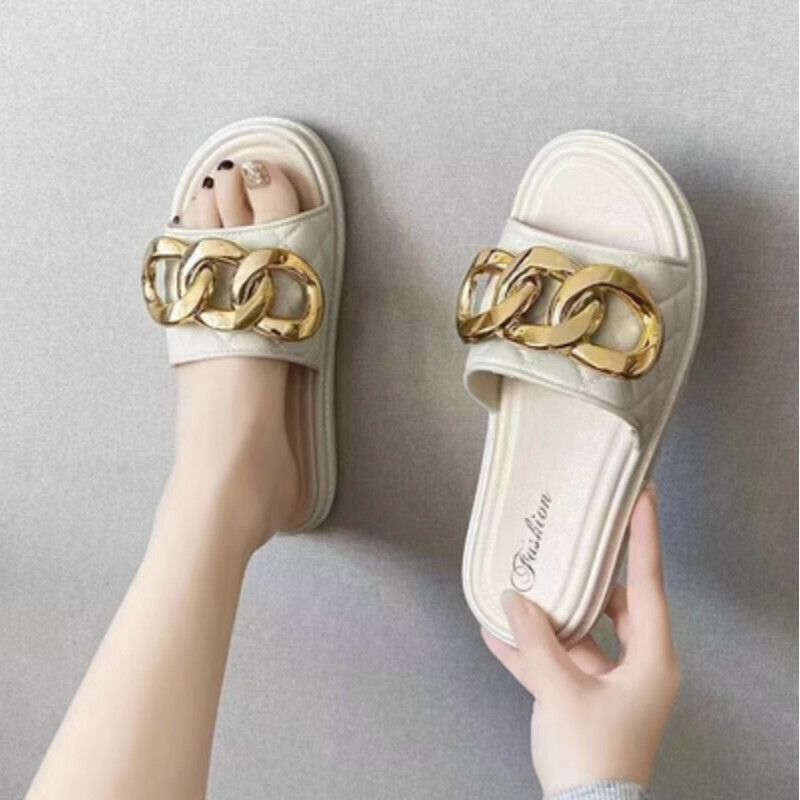 Hotly recommended outdoor non-slip beach slippers [Three Rings - White Size 36-41] [Contact customer service after placing the order to confirm the delivery size]