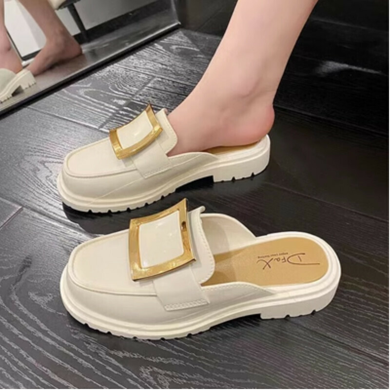 Hot recommended outdoor sandals [square buckle thick sole, apricot color, size 36-40] [contact customer service after placing order to confirm delivery size]