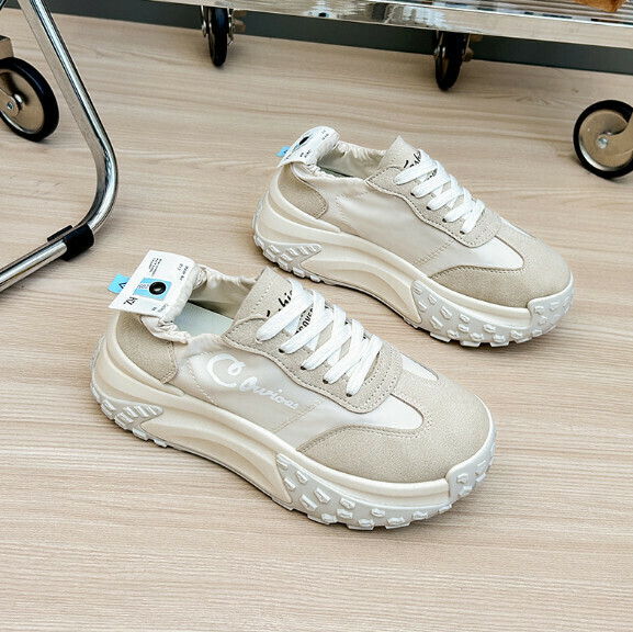 熱推厚底跑步休閒鞋（米色）【35-40碼】【下單後聯絡客服確認發貨尺碼】