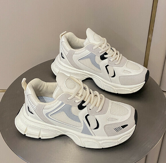 熱推網面透氣運動鞋（米黑色）【35-40碼】【下單後聯絡客服確認發貨尺碼】