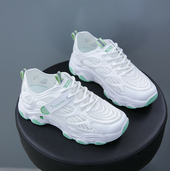 熱推透氣網面運動鞋（CJ8802-1白綠色）【35-40碼】【下單後聯絡客服確認發貨尺碼】