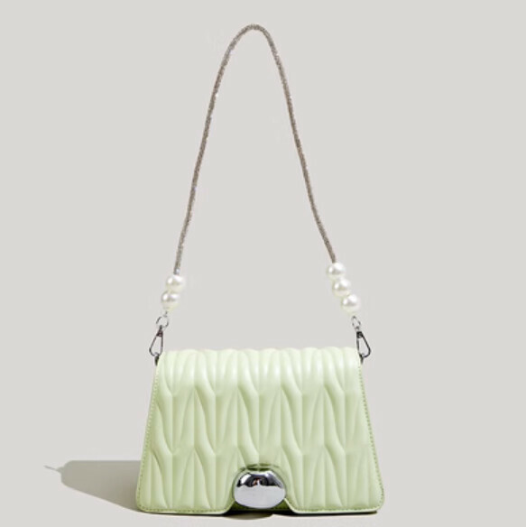 Hot Recommended Pleated Chain Shoulder Bag (Green)