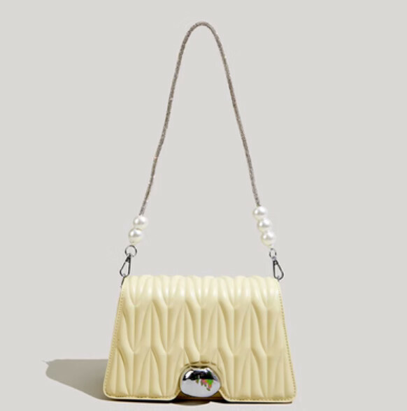 Hot Recommended Pleated Chain Shoulder Bag (Yellow)
