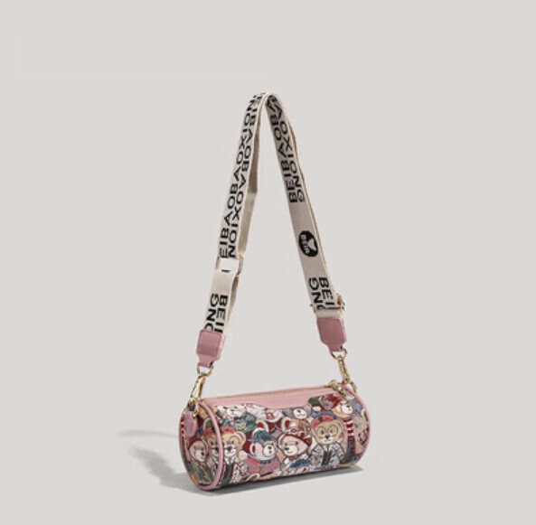 Popular canvas casual shoulder crossbody bag (pink)
