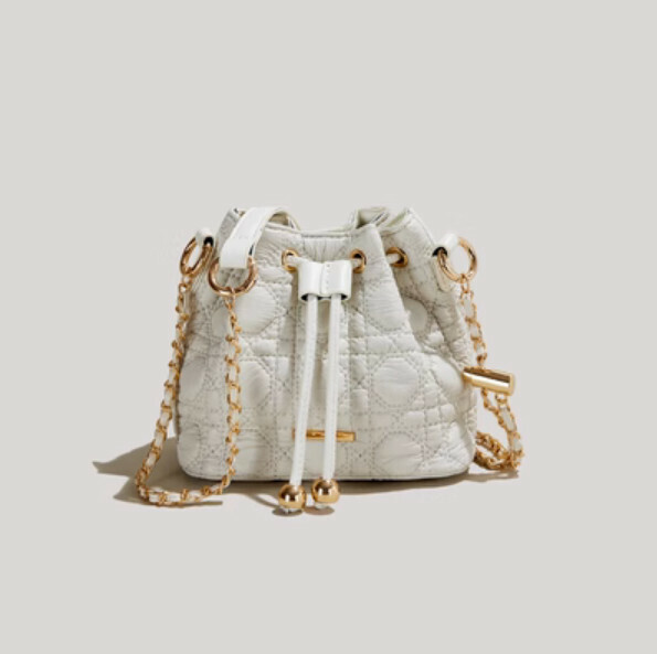 Hot push chain shoulder bucket crossbody bag (off-white)