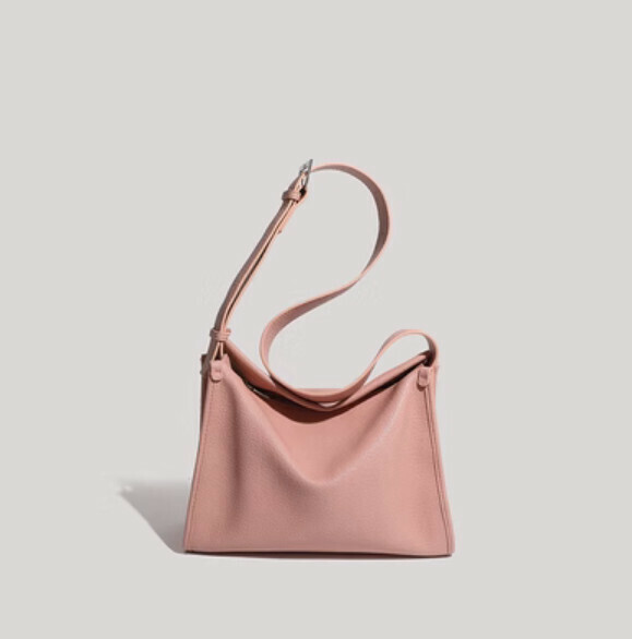 Popular large-capacity simple shoulder crossbody bag (lotus pink)