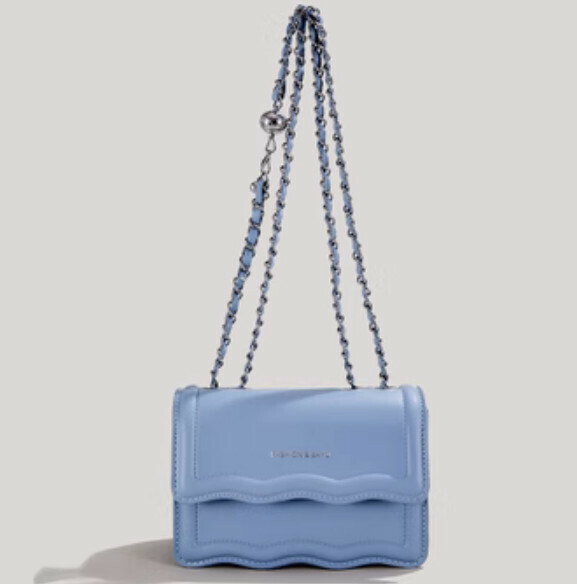 Hot recommended chain small square bag crossbody bag (blue)